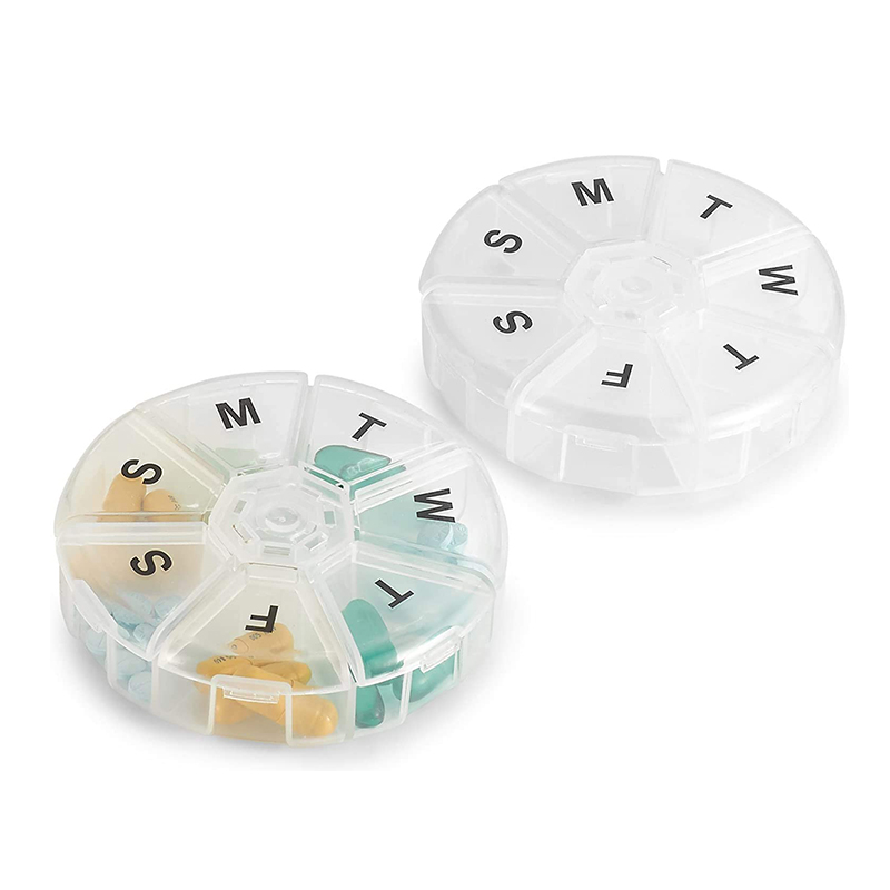 Round Portable Small Weekly Medicine Planner 